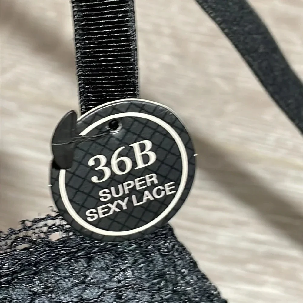 NWT Body Frosting Black Lace Push Up Bra 36B
